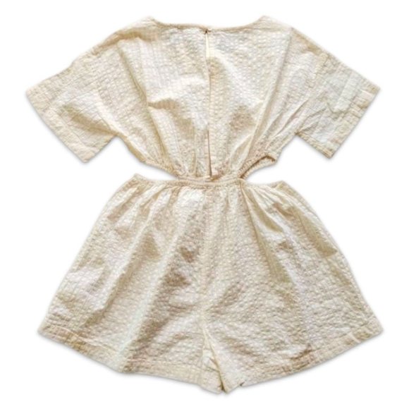 Madewell Seersucker Side Cutout Coverup Short Sleeve Beach Romper Women's M NWT - Picture 7 of 10